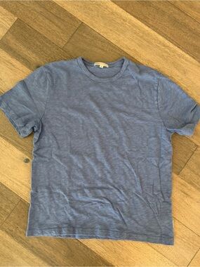 Onia Short Sleeve Slub Cotton Crew Tee in Washed Blue